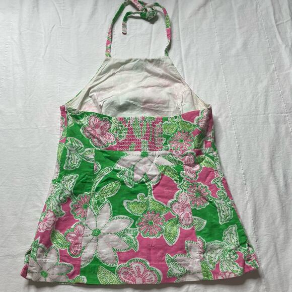 Lilly Pulitzer Pink and Green Floral Halter Top Size 4 Women's - Picture 2 of 6